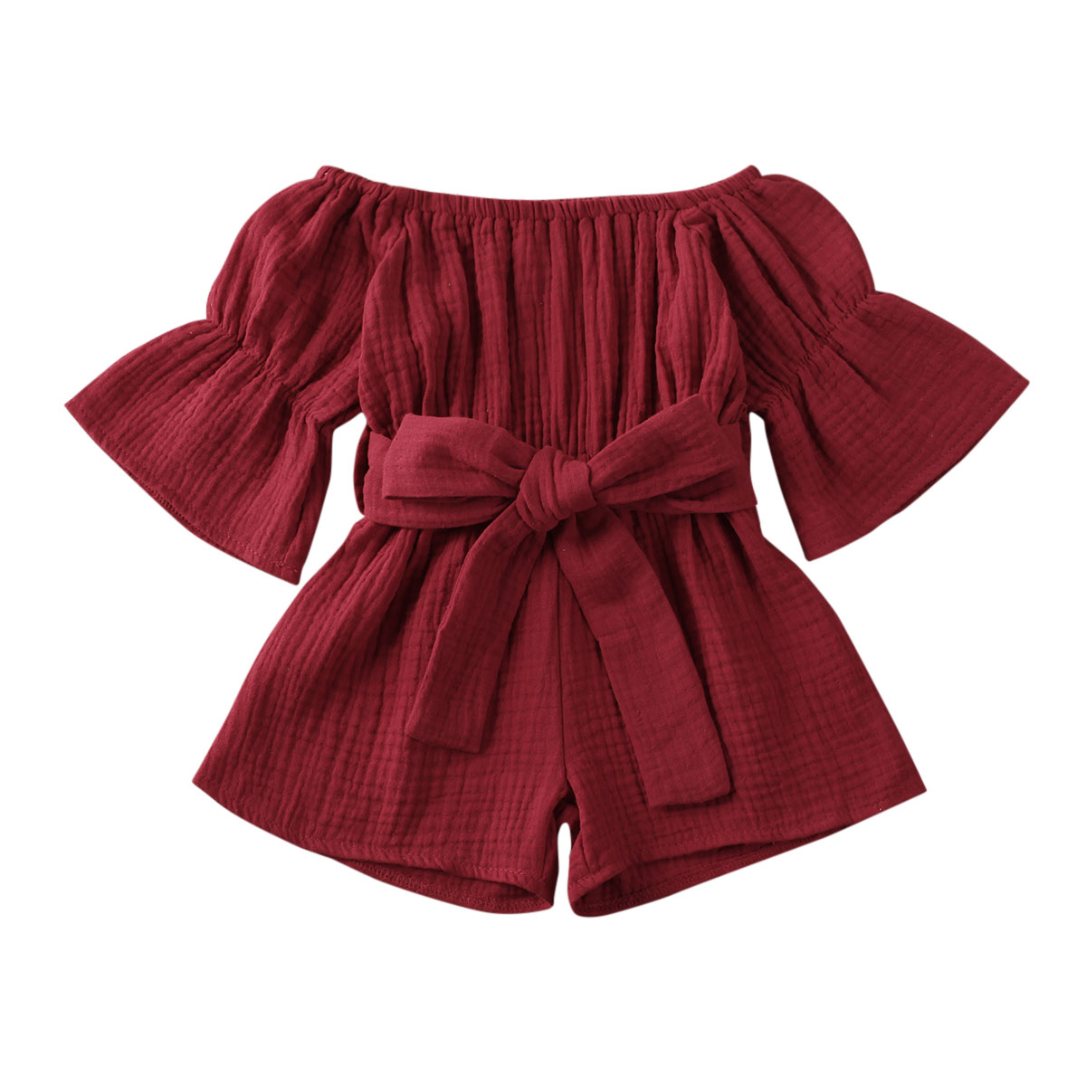 Kid Baby Girls Short Sleeve Off Shoulder Romper Jumpsuit Solid Bow Playsuit Clothing, Blue
Kid Baby Girls Short Sleeve Off Shoulder Romper Jumpsuit Solid Bow Playsuit Clothing, Blue