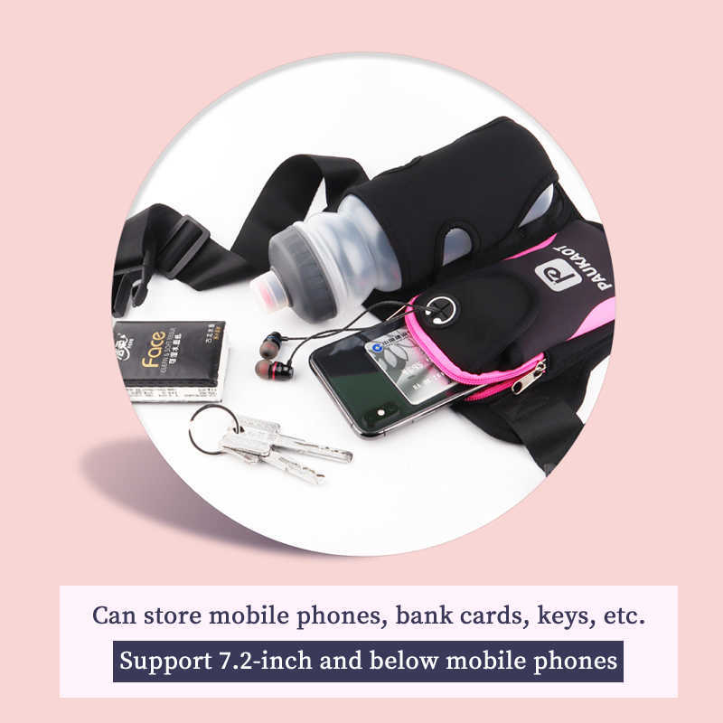 PAUKAOT Sport Running Bags With 500ml Water Bottle Waist Bag Men Women Fanny Pack Camping Hiking Bag Run Belt For Phone Pocket 210708
