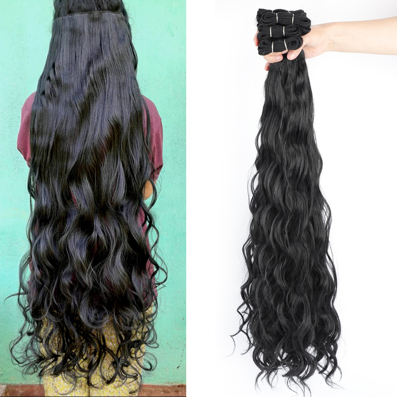 Long Synthetic Curly Hair Bundles Natural Color Synthetic Hair Extensions For Women 30 Inch Synthetic Hair Wefts African Curls 220216