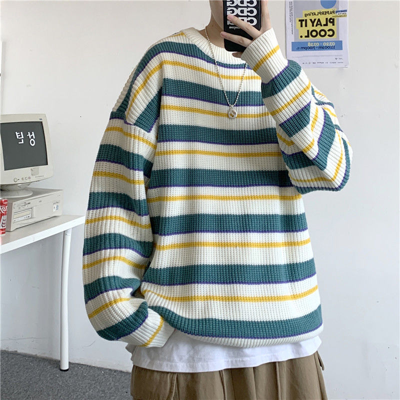 2021 New Striped Sweater Men's Warm Fashion Retro Casual O-neck Knitted Pullover Men Loose Korean Knitting Sweaters Mens Clothes M-2xl B8lv, White
2021 New Striped Sweater Men's Warm Fashion Retro Casual O-neck Knitted Pullover Men Loose Korean Knitting Sweaters Mens Clothes M-2xl B8lv, White