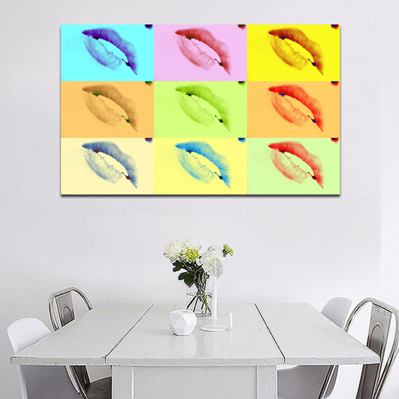 Pop Art Poster Colorful Lips Art Print Canvas Painting For Living Room ,Bedroom Wall Decoration No Frame