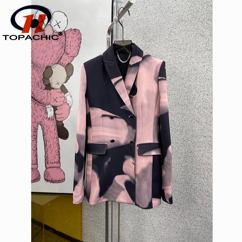 Women's Two Piece Pants 3.2 High End Quality Spring Double-Breasted Pink Blazer Coat Or Waist Ribbon Set Women