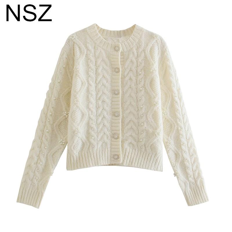 Women's Knits & Tees NSZ Women Pearl Decorate Knit Jersey Oversized Long Sleeve Large Size Cardigan Sweater Ladies Knitwear Cropped Jumper, White
Women's Knits & Tees NSZ Women Pearl Decorate Knit Jersey Oversized Long Sleeve Large Size Cardigan Sweater Ladies Knitwear Cropped Jumper, White