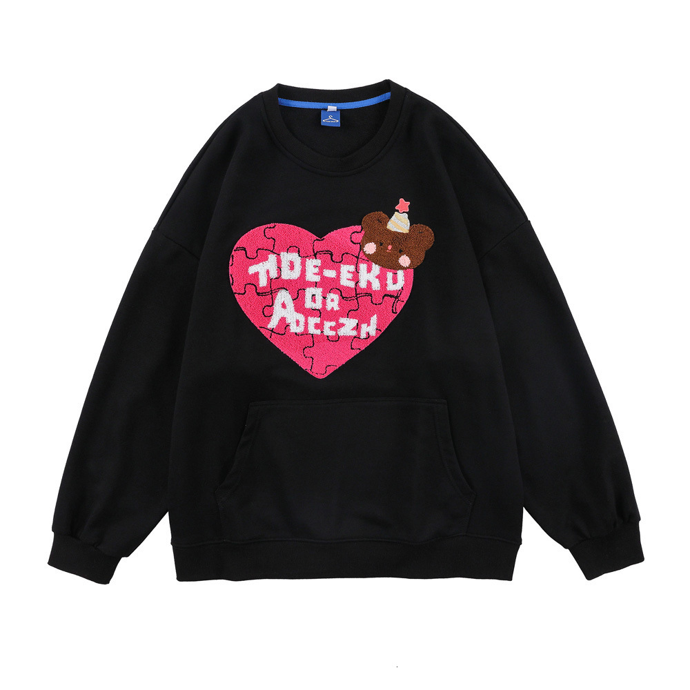 Sweatshirts Towel embroidered love hoodless sweater mens high street fashion brand loose round neck long sleeve BF lazy couple Pullover Hoodie, Black
Sweatshirts Towel embroidered love hoodless sweater mens high street fashion brand loose round neck long sleeve BF lazy couple Pullover Hoodie, Black