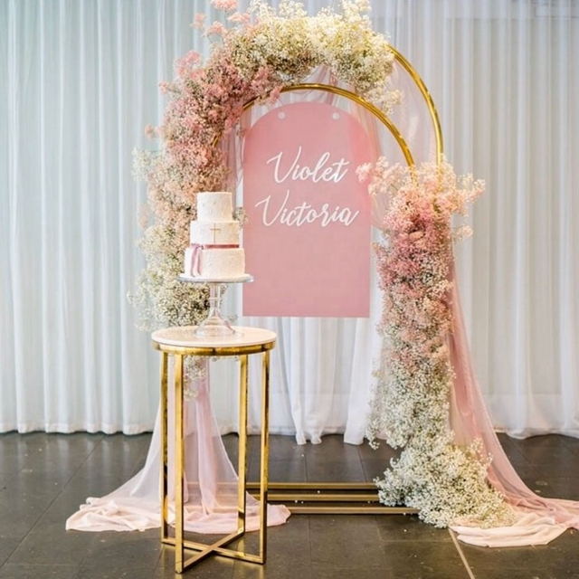 3 PCS Shiny Gold Wedding Backdrops Decoration Plinth Table Birthday Cake Cupcake Dessert Fruit Holder Door Floral Row Arch Flower Balloon Stand DIY Ba