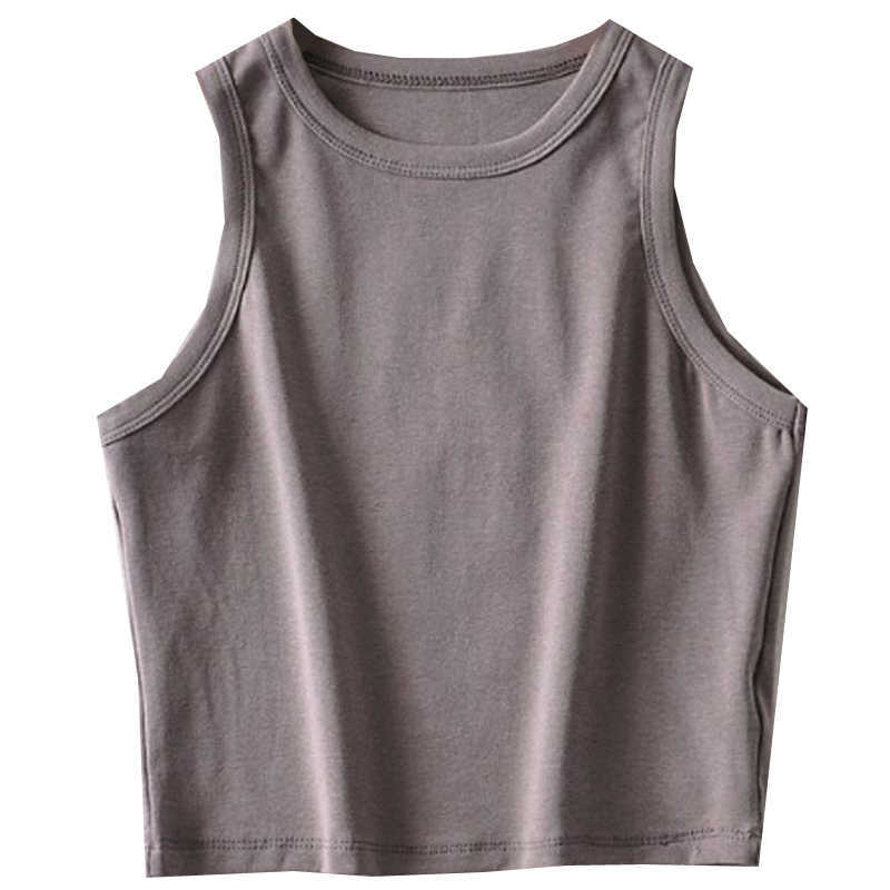 Yedinas Cotton Tank Top Women White Summer Slim Short Vest Sexy Off Shoulder Fitness Crop s Solid Korean Style 210527