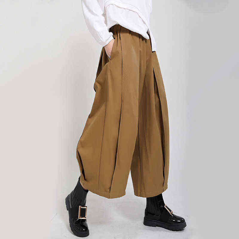 High Elastic Waist Draped Long Wide Leg Trousers Loose Fit Pants Women Fashion Spring Autumn 1DD0404 211115