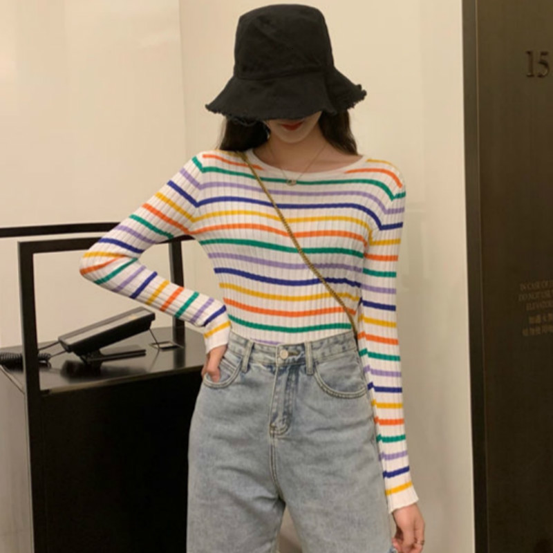 2021 New Women's Fashionable Sleeve Shirt Long Sleeves Knitted Striped Raiow Mesh T-shirts with Youthful Style Tyuf, Got it
2021 New Women's Fashionable Sleeve Shirt Long Sleeves Knitted Striped Raiow Mesh T-shirts with Youthful Style Tyuf, Got it