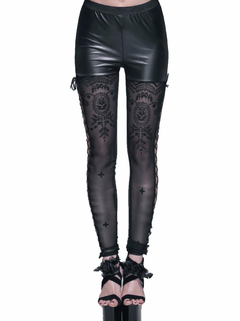 Women's Pants & Capris Devil Fashion Gothic Lace Jacquard Stitching Leather Trousers High Waist Hollow Out Leggings Pant, Black
Women's Pants & Capris Devil Fashion Gothic Lace Jacquard Stitching Leather Trousers High Waist Hollow Out Leggings Pant, Black