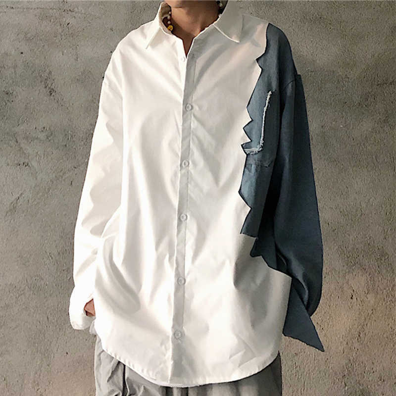 Fashion Fall Women Clothing High Street Hip-hop Cool Denim Patchwork Shirts Tops Full Turn Down Collar Blouse 210615, Black
Fashion Fall Women Clothing High Street Hip-hop Cool Denim Patchwork Shirts Tops Full Turn Down Collar Blouse 210615, Black