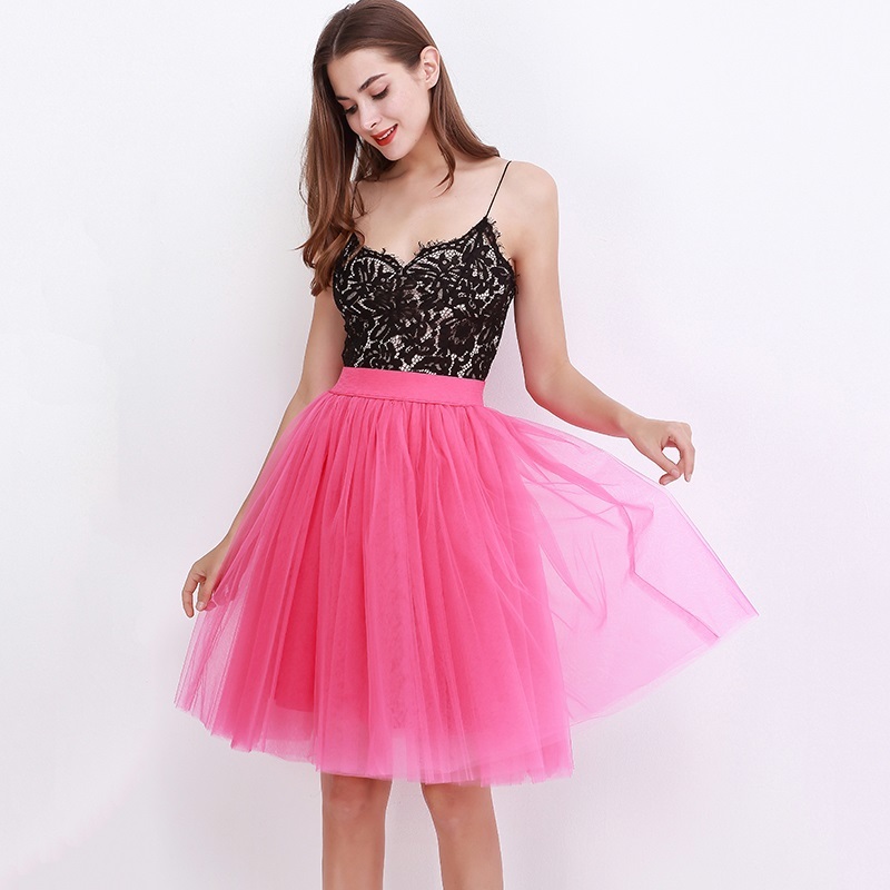 Quality 5 Layers Fashion Tulle Skirt Pleated TUTU Skirts Womens Lolita Petticoat Bridesmaids Midi Skirt Jupe Saias faldas 210309