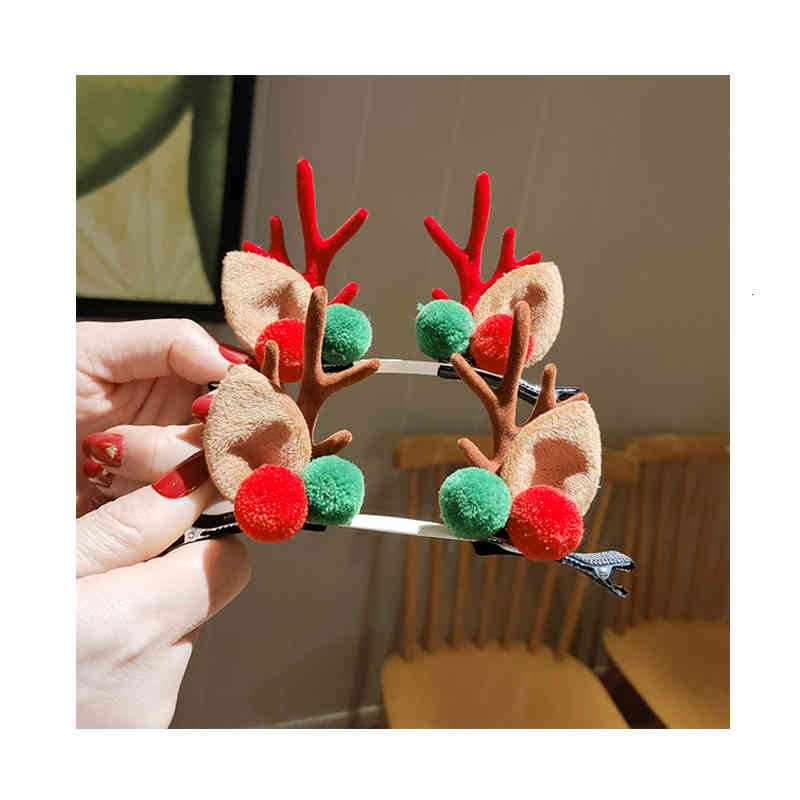 Hair Accessories Selling Hairpin Net Red Antler Headdress Super Cute Bangs Edge Clip Children's Party Gift