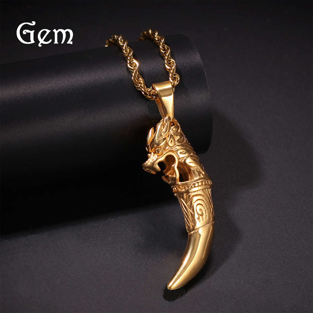 New stainless steel Ivory pendant dragon head totem Ivory pendant men's color protection electroplating jewelry
New stainless steel Ivory pendant dragon head totem Ivory pendant men's color protection electroplating jewelry
