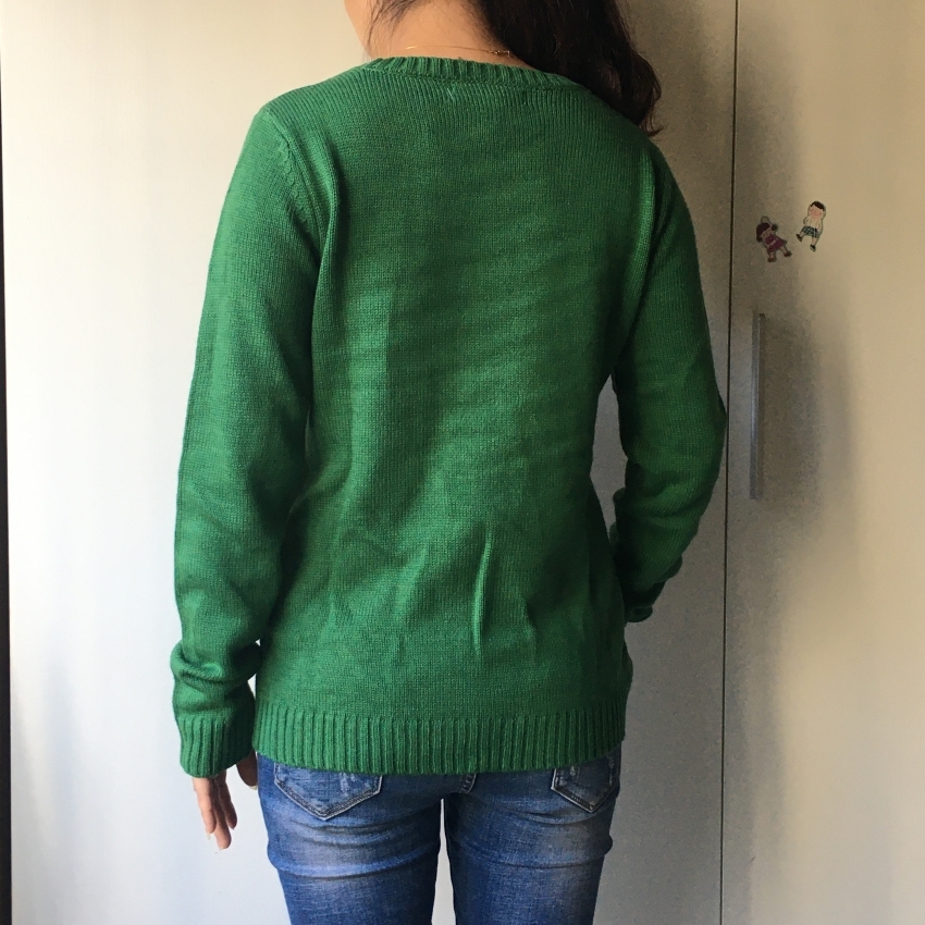 Ugly Sweater Christmas Sweater Women Green Pug Dog Embroidery Sequins Long Sleeve Pullover Knitted Jumper Tops M99591 210218