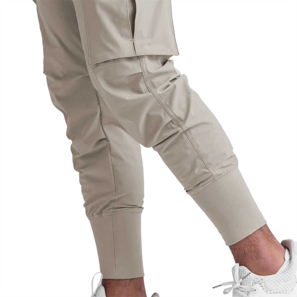Douhoow Summer Sports Pants Men's Fitness Trousers Quick-drying Stretch Running Training Pants Male Solid Color High Waist Pants Y0811