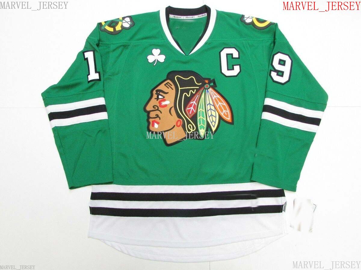 custom JONATHAN TOEWS CHICAGO BLACKHAWKS ST. PATRICK'S DAY GREEN JERSEY Stitch any name number XS-5XL