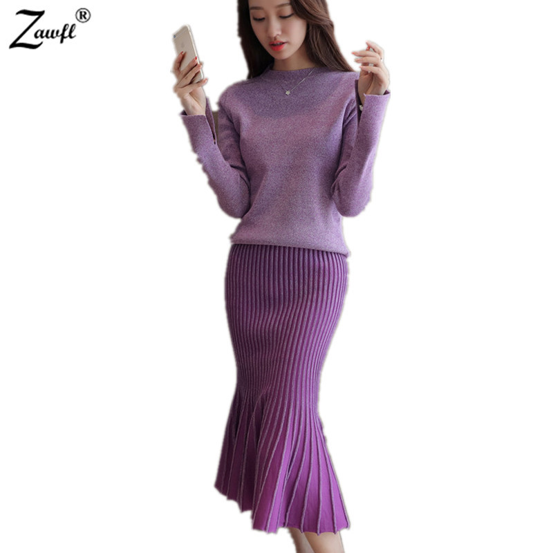 ZAWFL Autumn Winter 2 Piece Set Women O Neck Long Sleeve Sweaters Knit Skirt Elegant Lady Two Sweater Warm Clothing 210525, Picture color
ZAWFL Autumn Winter 2 Piece Set Women O Neck Long Sleeve Sweaters Knit Skirt Elegant Lady Two Sweater Warm Clothing 210525, Picture color