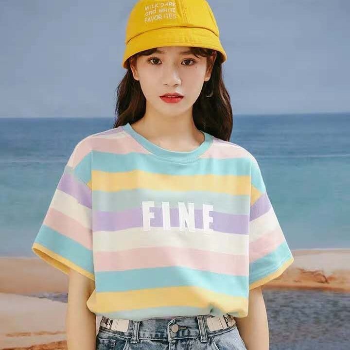 2021 New K-pop Raiow Striped T-shirts for Women Will See Harajuku Oversize Short Sleeve t School Clothes Young Style S685, Blue.
2021 New K-pop Raiow Striped T-shirts for Women Will See Harajuku Oversize Short Sleeve t School Clothes Young Style S685, Blue.