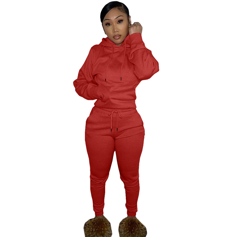 Fall Winter Jogger suits Women fleece tracksuits long sleeve hooded hoodie Sweatpants Two 2 Piece Sets Casual thick sweatsuits Wholesale sportswear Bu