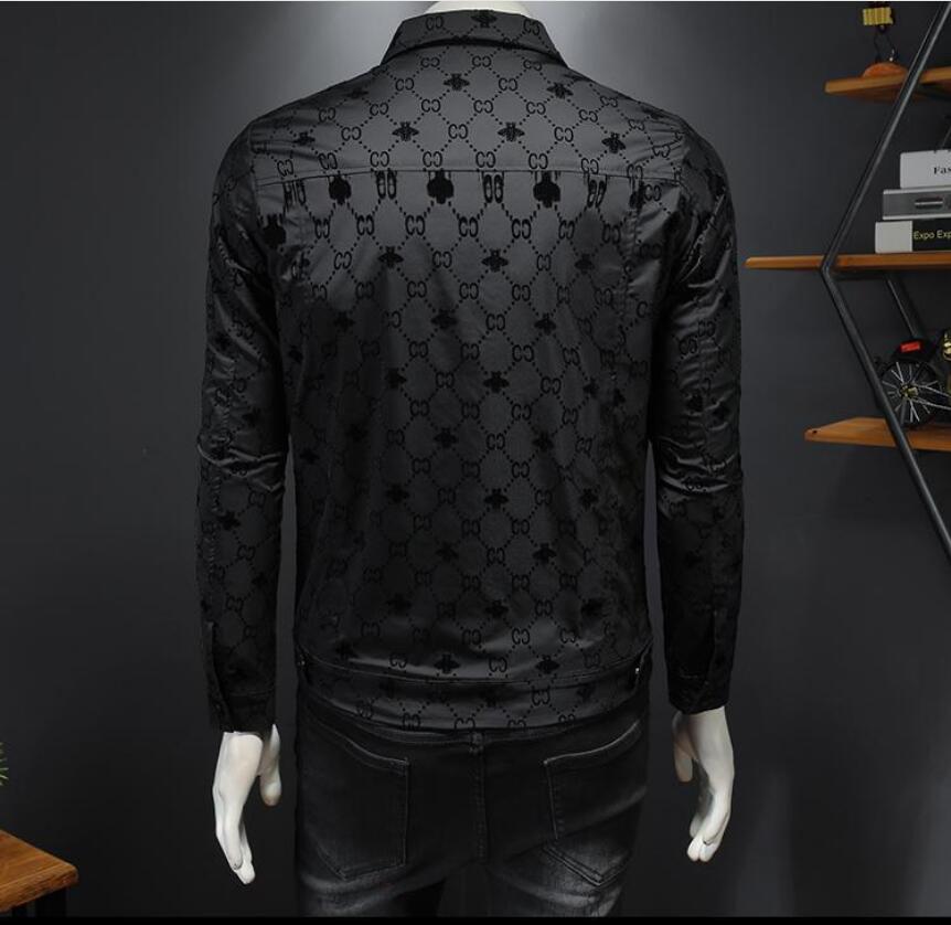 autumn new men039s jacket Korean slim fit Lapel print European Station Youth jacket trendy men039s jacket