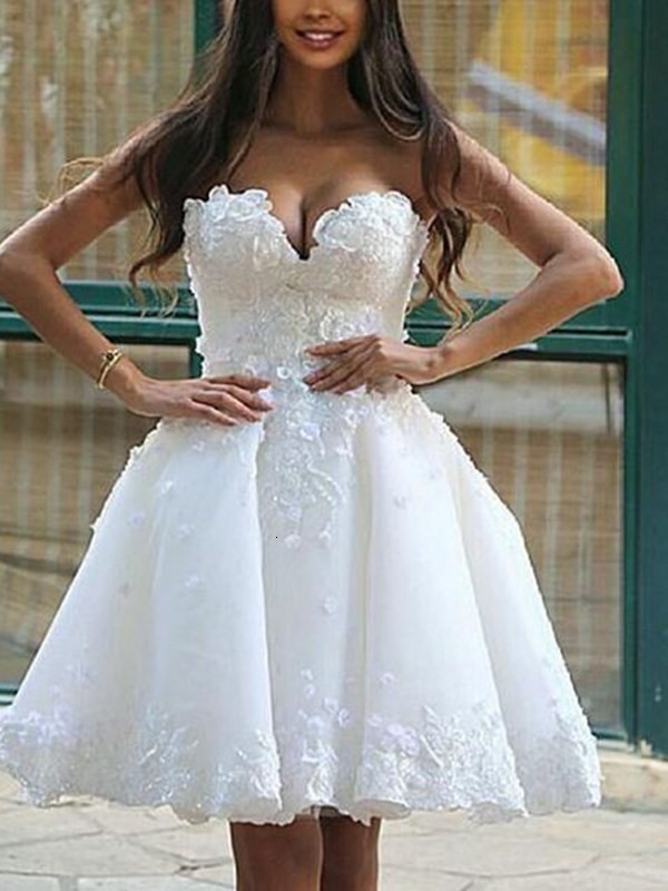 2021 New Chic Beach Sweetheart Appliques Knee-length A-line Princess Bride Arabic Wedding Gown Vestido De Noiva Kcdp, Ivory
2021 New Chic Beach Sweetheart Appliques Knee-length A-line Princess Bride Arabic Wedding Gown Vestido De Noiva Kcdp, Ivory