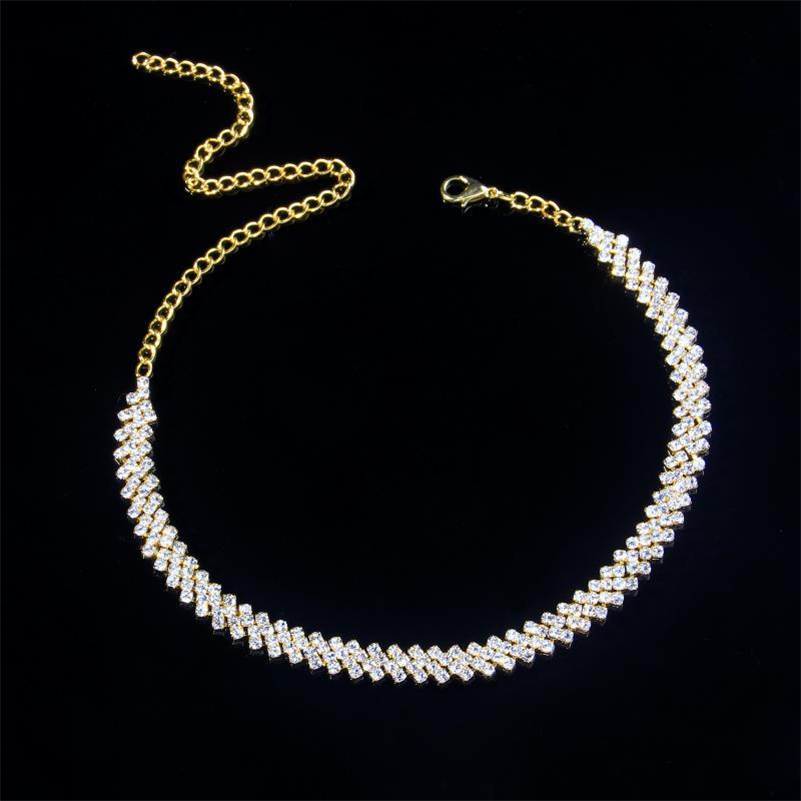 New Iced Out Chains Tennis Necklaces Bling Rhinestone Hip Hop Jewelry Silver Gold Fashion Trend Women Party Statement Collar Necklace Gifts