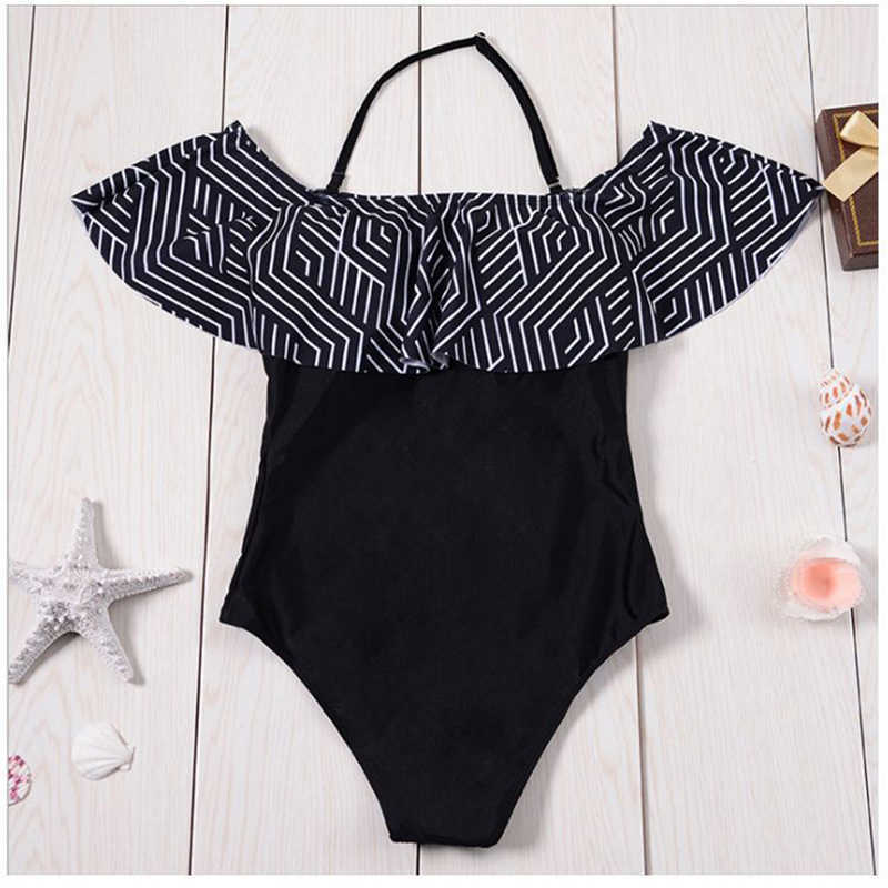 Sexy Off Shoulder Solid Swimwear Women Swimsuit Female Bathing Suit Body Ruffle Swim Wear biquini 210625