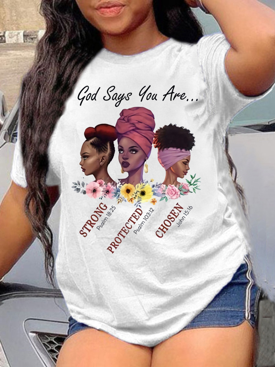 Black girl your amazing important melanin afro woman print Proud woman fashion round neck large size T-shirt white short sleeves cross border, 01
Black girl your amazing important melanin afro woman print Proud woman fashion round neck large size T-shirt white short sleeves cross border, 01