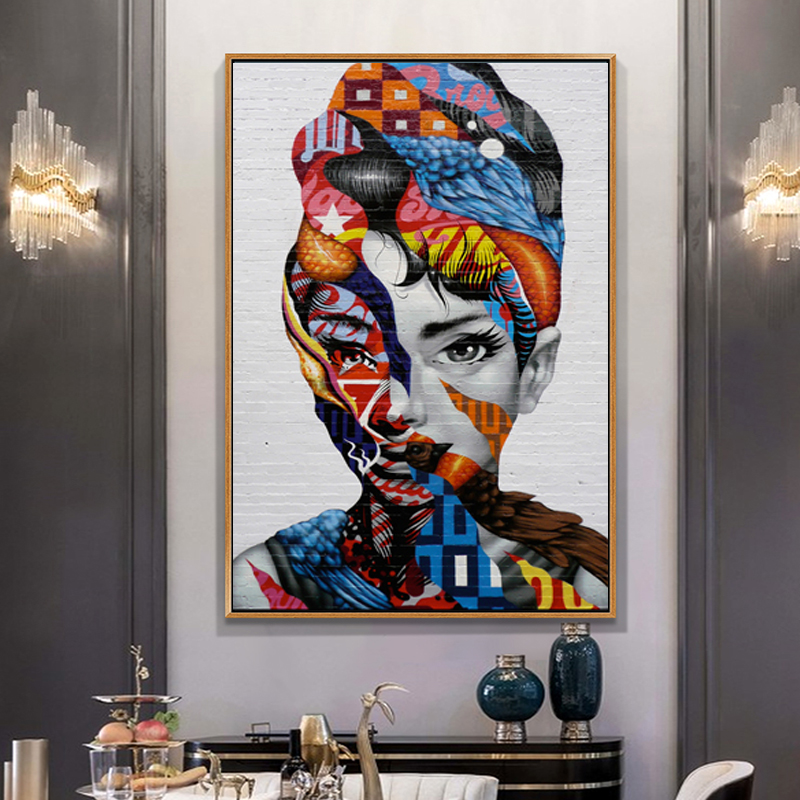 Graffiti Art Audrey Hepburn Canvas Painting Wall Pictures For Living Room Canvas Print Modern Decorative Canvas Art
