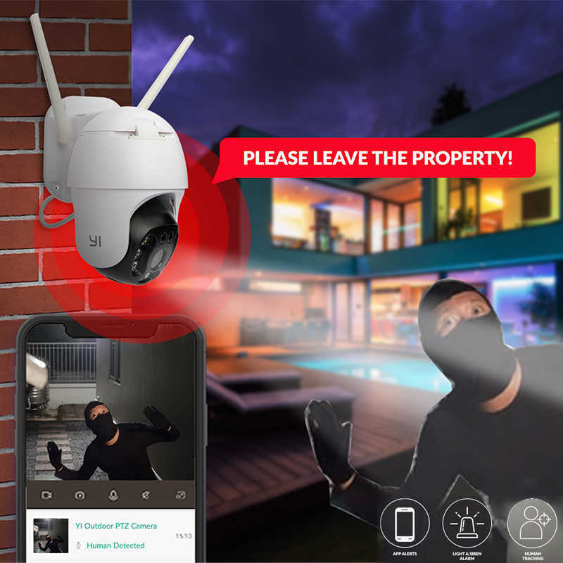 PTZ YI Wifi Outdoor Camera 1080P Digital Zoom AI Human Auto Tracking Wireless IP Camera Color Night Vision Security CCTV Camera2216991 2216991