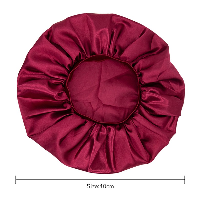 Large Bonnet Hat Hair Accessories Women Big Size Beauty Print Satin Silk Sleep Night Cap Head Cover Bonnets Hats