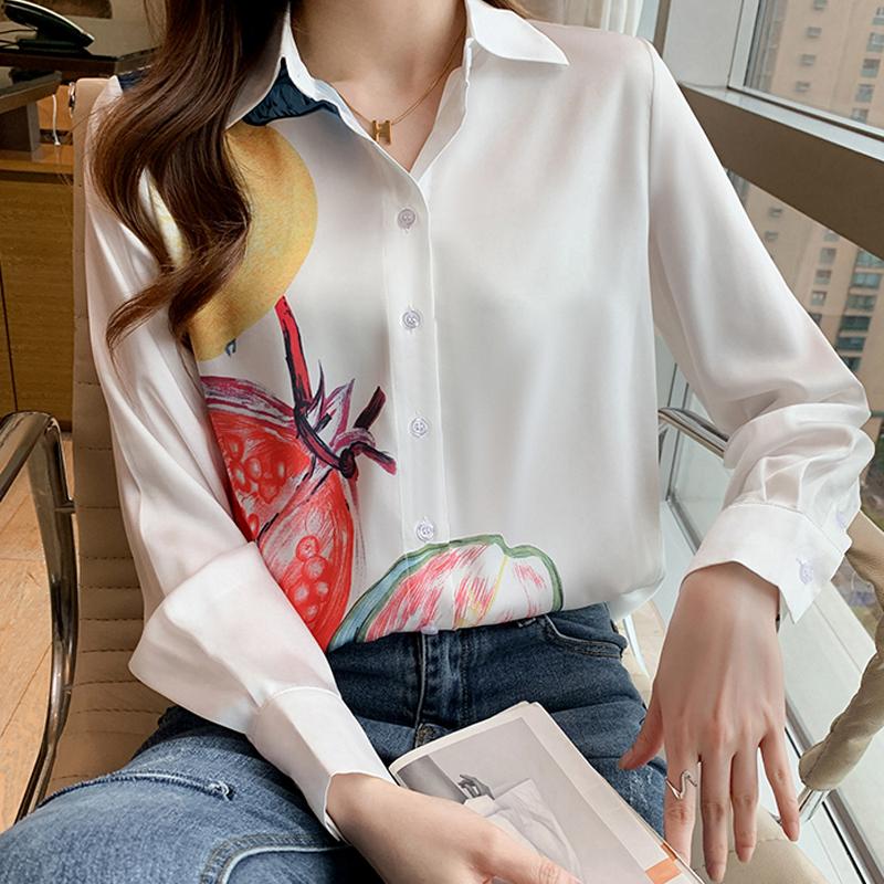 Women's Blouses & Shirts Office Lady Long Sleeve White Fashion Women Tops All-match Printed Chiffon Blouse Casual Button Clothing Blusas 165 
Women's Blouses & Shirts Office Lady Long Sleeve White Fashion Women Tops All-match Printed Chiffon Blouse Casual Button Clothing Blusas 165