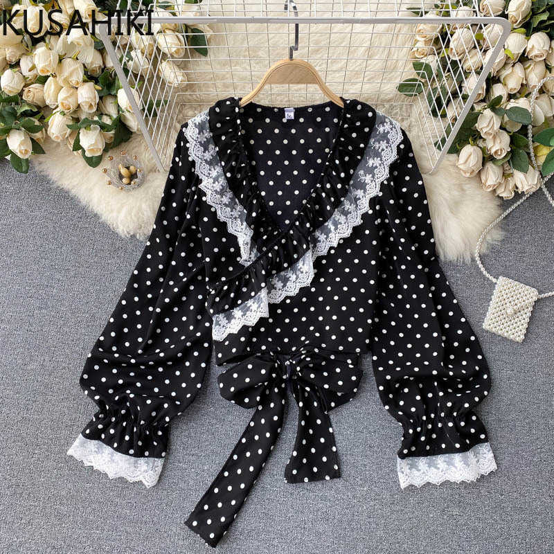 korean dot women shirt lace ruffle v-neck puff sleeve blouse spring bow tie causal sweet blusas top 6G062 210603, White
korean dot women shirt lace ruffle v-neck puff sleeve blouse spring bow tie causal sweet blusas top 6G062 210603, White