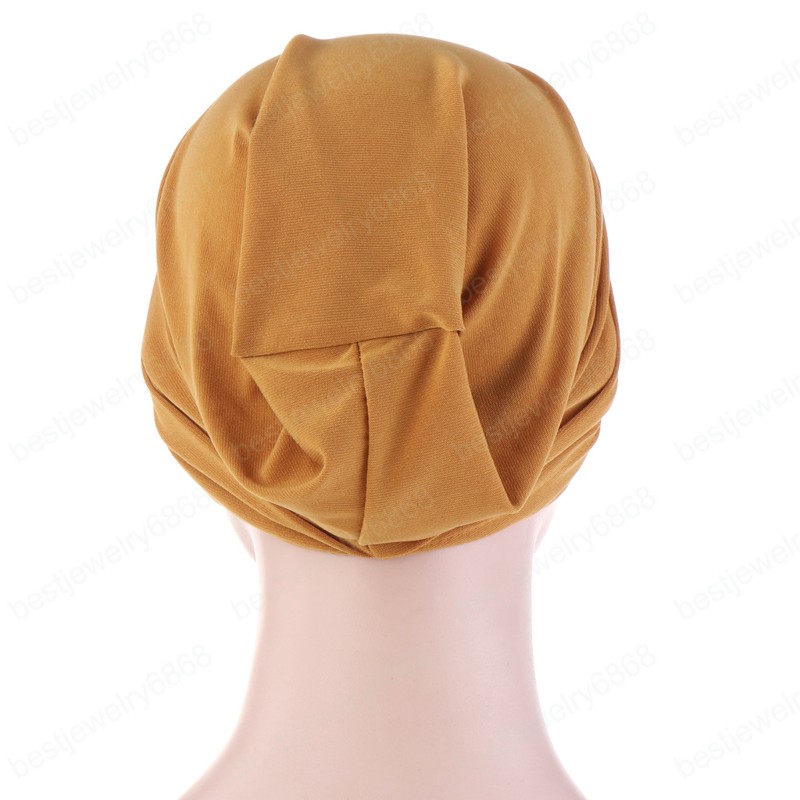 Women Stretchy Turban Hat Head Wrap Cotton Hijab Cap Solid Soft Headscarf New Fashion Muslim Scarf Muslim Turban for Women