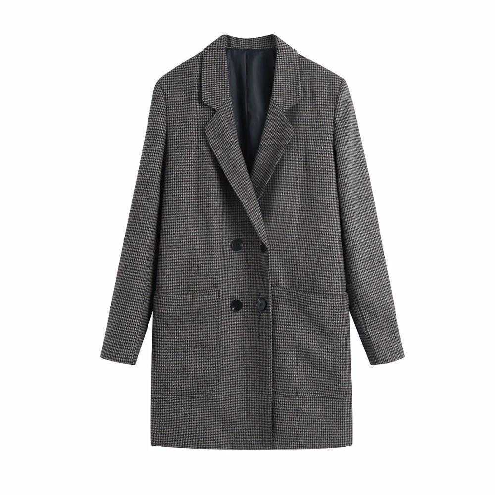 Fall Winter Women Coat Houndstooth Double breasted Pockets Casual Windbreaker Woman Jackets Outfits 210709, As picture
Fall Winter Women Coat Houndstooth Double breasted Pockets Casual Windbreaker Woman Jackets Outfits 210709, As picture