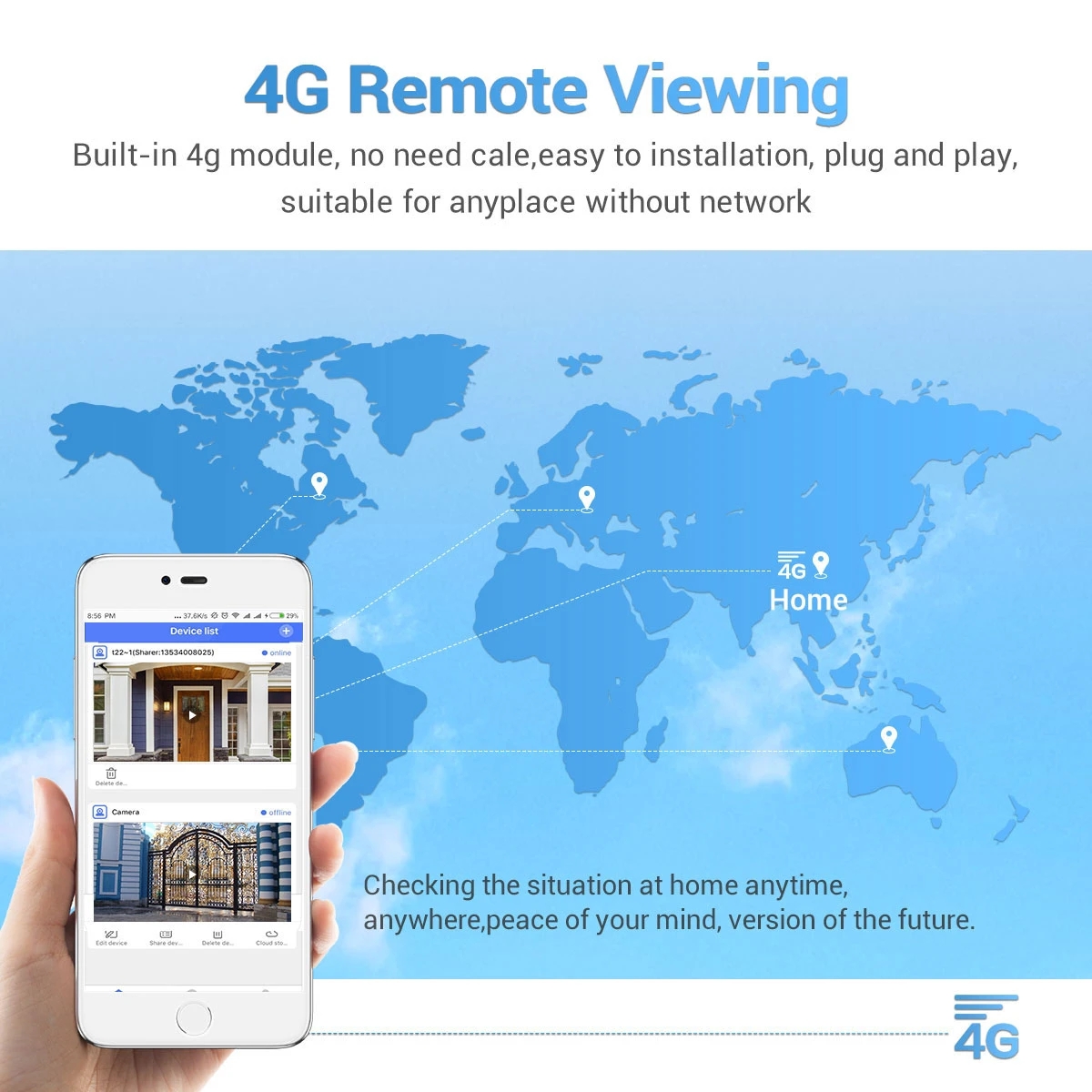 QF480 1080P Cloud Storage PT 4G PIR Alarm IP Camera With Solar Panel Full Color Night Vision IP66 Waterproof Two Way Audio Camera