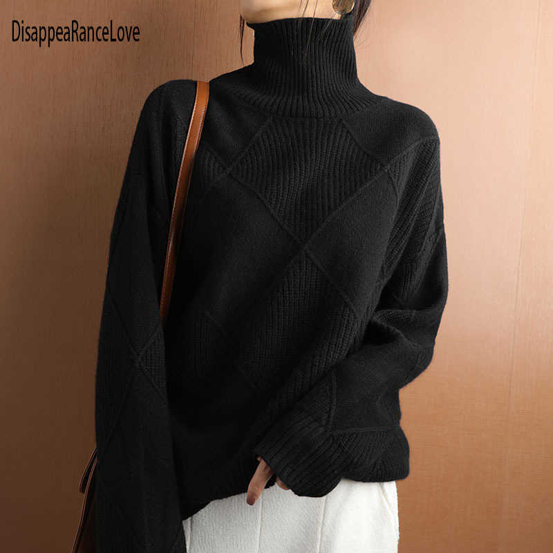 High Quality Autumn Winter Turtleneck Pullover Sweater Women Plus Size Knitted Sweaters Jumpers Soft White Black Sweater 211006