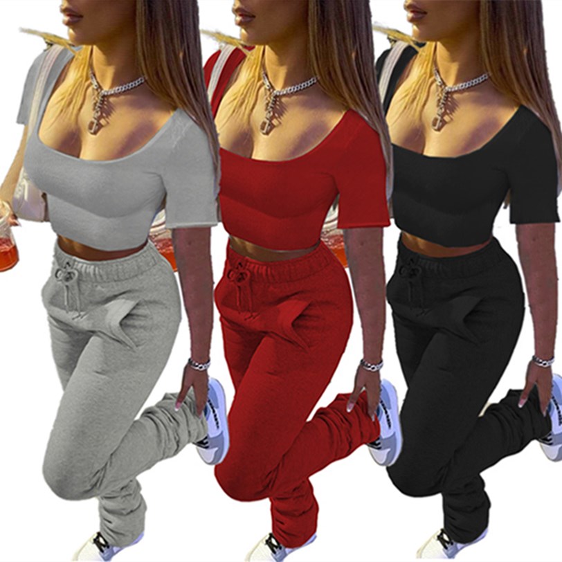 Women tracksuits 2piece set summer fall clothes pure color loose scoop neck t-shirts pants sweatsuit tee top leggings outfits pullover trous, Gray
Women tracksuits 2piece set summer fall clothes pure color loose scoop neck t-shirts pants sweatsuit tee top leggings outfits pullover trous, Gray