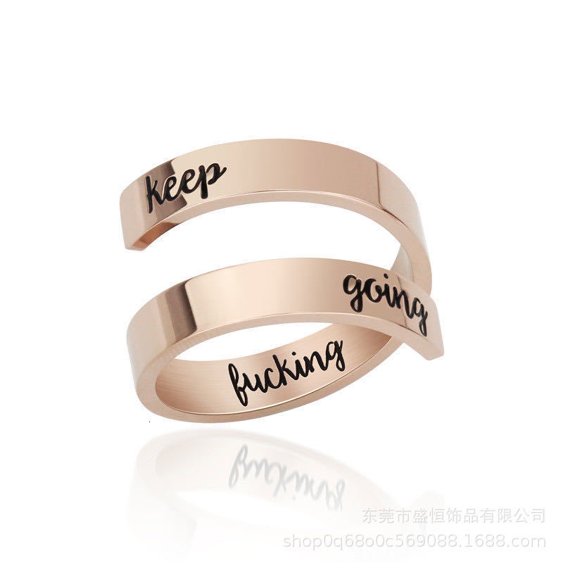 Keep Kicking Going Double Lettering Ring