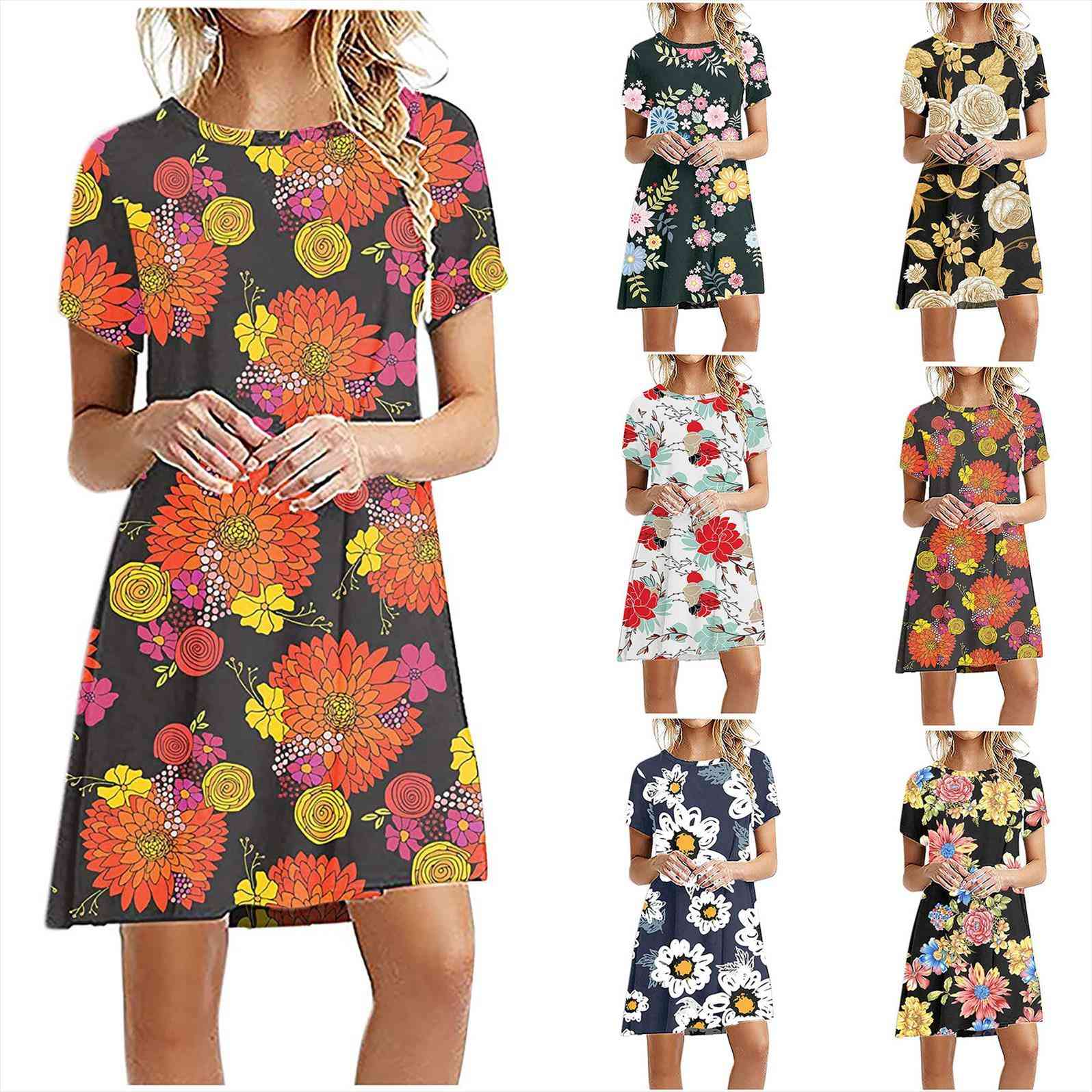 summer a line short sleeve women dress t shirt plus size casual elastic loose comfy swing dresses sukienka letnia, Black;gray
summer a line short sleeve women dress t shirt plus size casual elastic loose comfy swing dresses sukienka letnia, Black;gray