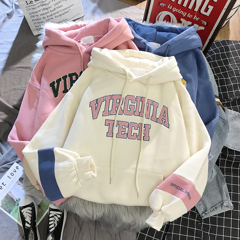 oversized Hoodies Women Thicker Letter Warm Pullover Coat Drawstring Harajuku Sweatshirt Pink Womens Korean New High Quality 201112