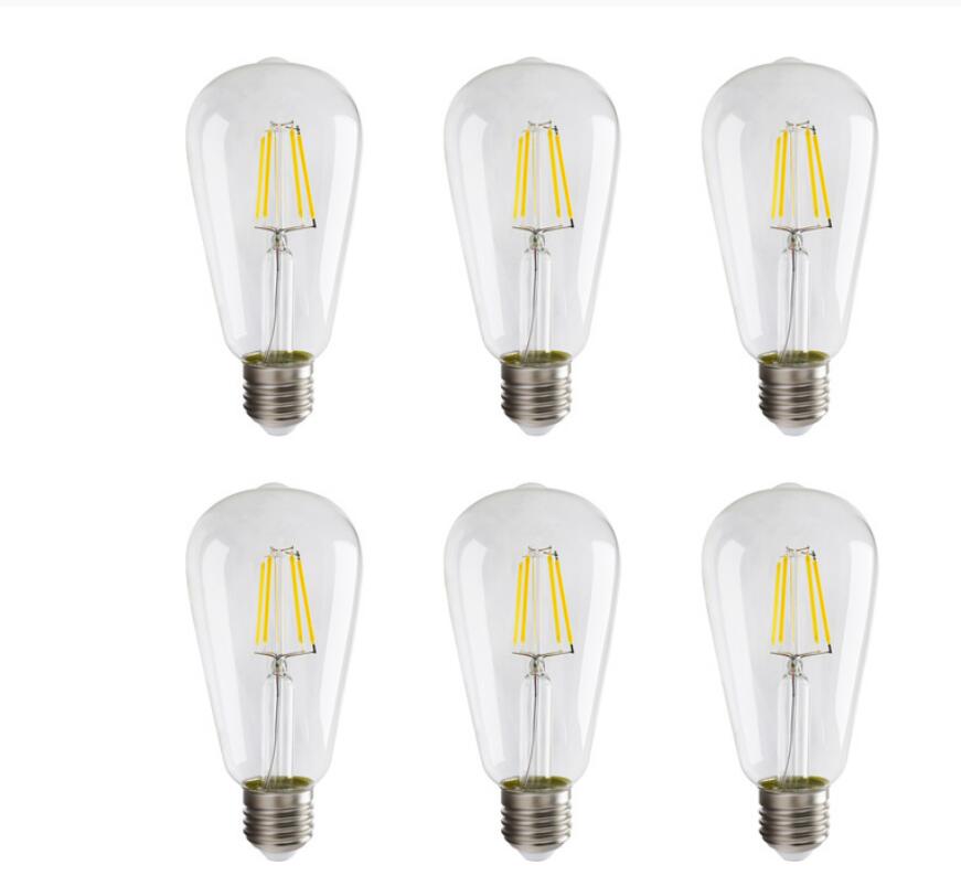 

LED tungsten bulb ST64 Filament Bulb 4W 6W 8W E27 Retro Edison 220-240V Vintage Lamp 6pcs/Lot 2700K 4000K Glass Lamp