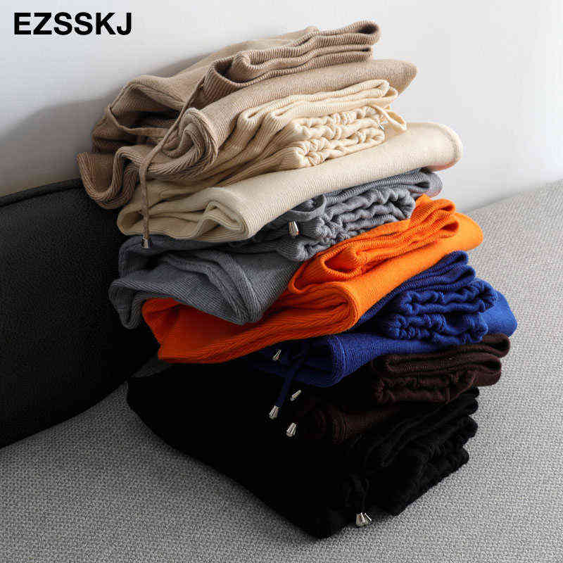 Tracksuit Women Elastic Waist Drawstring Trousers Thick Track warm sweater Pants Autumn Winter Sport swear Women'S 211115