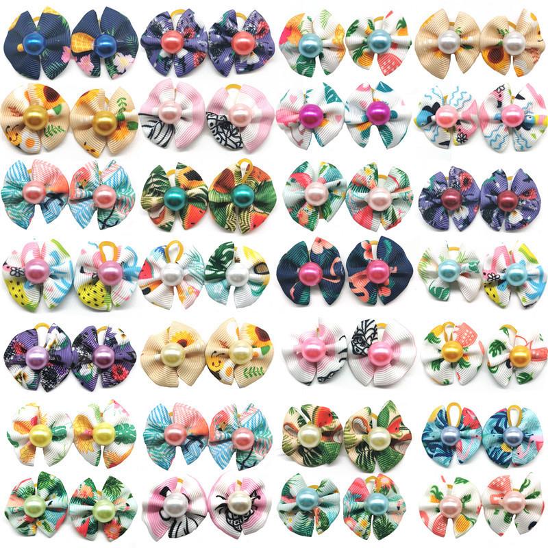 Dog Apparel Hair Bows with Rubber Bands Butterfly Pet Ties Elastic Band for Puppy Cats Accessories