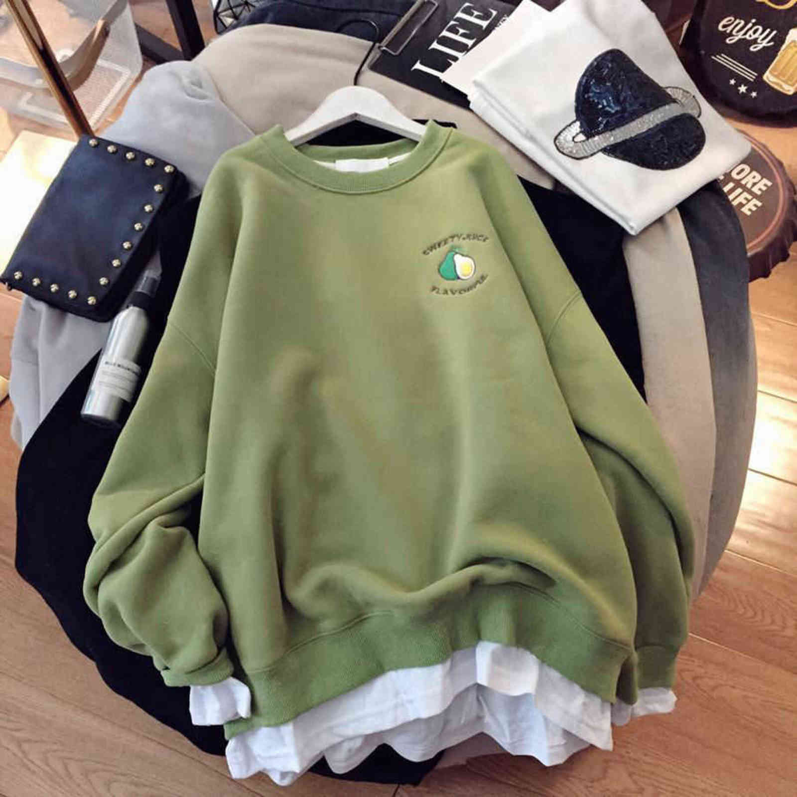 Autumn and winter Hoodies For Women Korean style thickened Sweatshirrt Female Warm keeping Large Oversized kawaii Clothing 211109