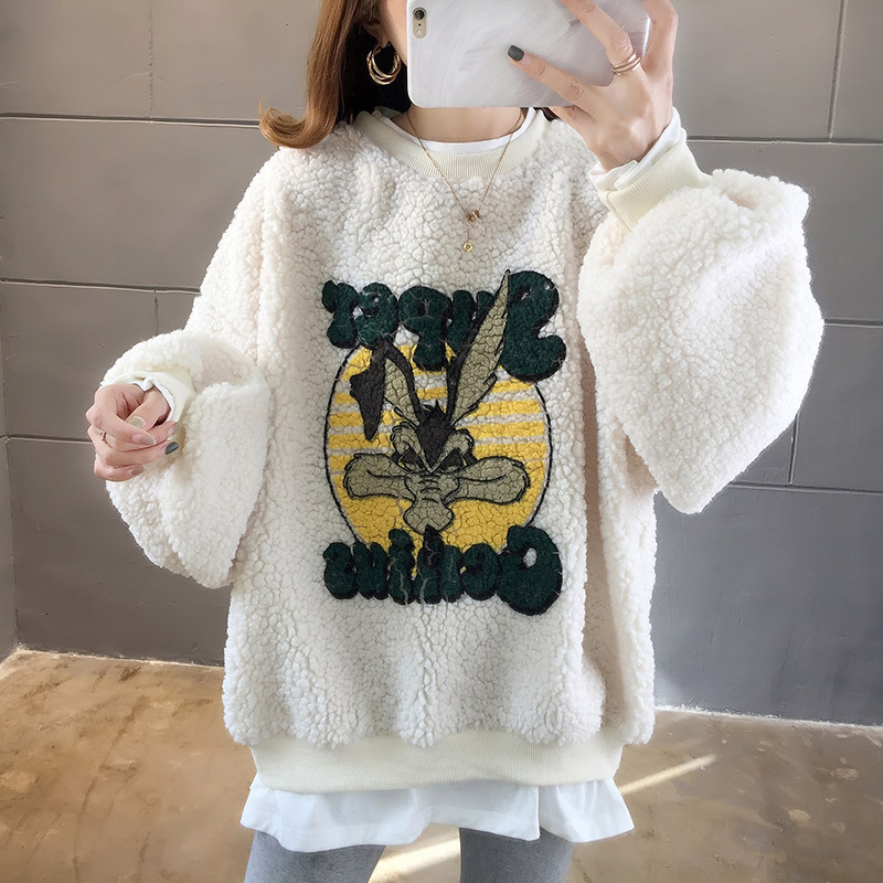 2021 Women Autumn Winter New Print Two Patchwork Pullover Fake Lambswool Oversized Sweatshirt X8bw, 02
2021 Women Autumn Winter New Print Two Patchwork Pullover Fake Lambswool Oversized Sweatshirt X8bw, 02