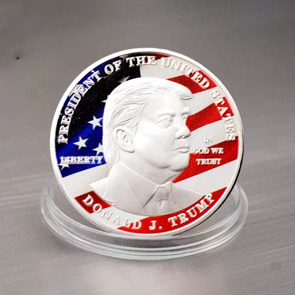 20pcs Non Magnetic Crafts SAmerican 45th President Donald Trump The Statue Of Liberty Silver Plated Coin Collection