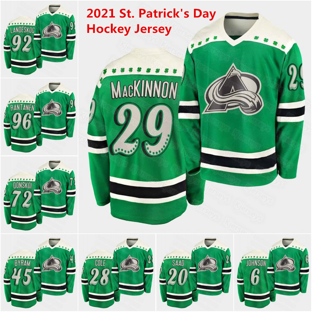 Colorado Avalanche 29 Nathan MacKinnon 2021st patricks day jersey Joe Sakic Tyson Jost Gabriel Landeskog Erik Johnson Nazem Kadri Cale Makar, Black;red
Colorado Avalanche 29 Nathan MacKinnon 2021st patricks day jersey Joe Sakic Tyson Jost Gabriel Landeskog Erik Johnson Nazem Kadri Cale Makar, Black;red