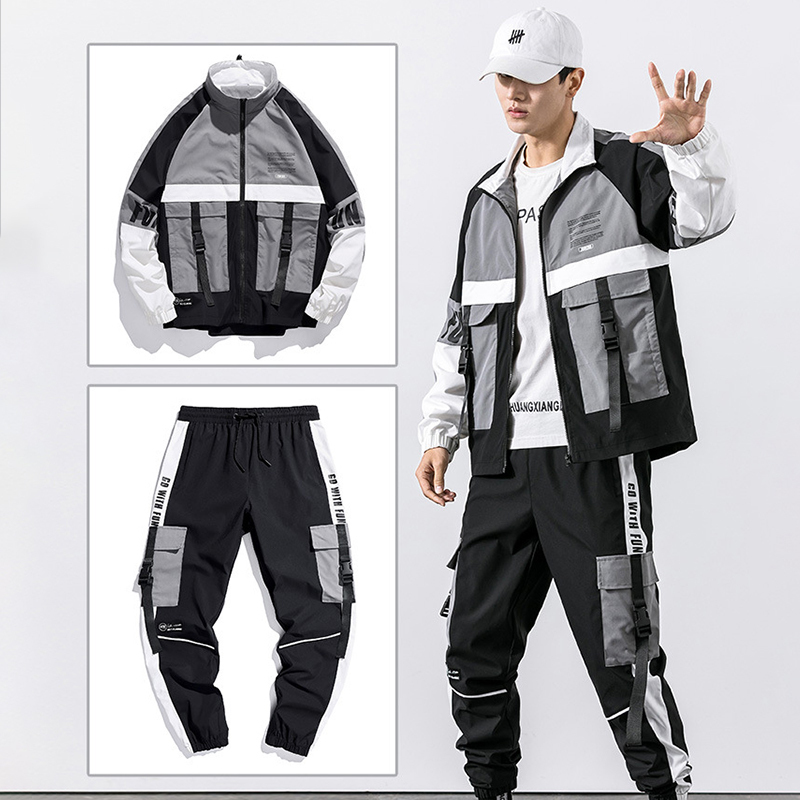 Men Sets Hip Hop trousersjacket Suits Fashion High Street Tees Summer Streetwear Joggers Trousers Set Fashion men's sportswear 201210