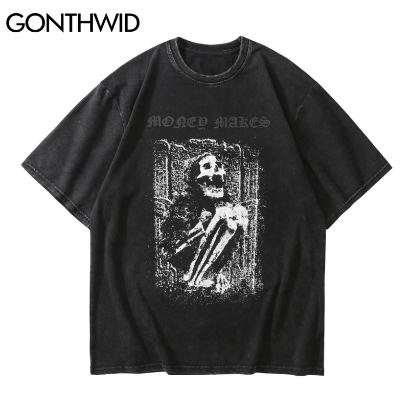 Streetwear Distressed T-Shirts Hip Hop Skeleton Skull Short Sleeve Tshirts Punk Rock Gothic Tees Shirts Harajuku Tops 210602, Distressed black
Streetwear Distressed T-Shirts Hip Hop Skeleton Skull Short Sleeve Tshirts Punk Rock Gothic Tees Shirts Harajuku Tops 210602, Distressed black